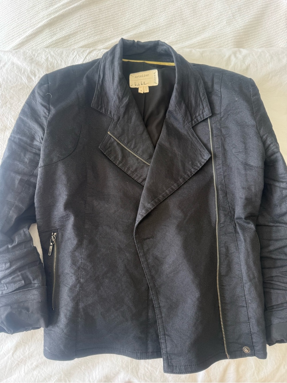 Nicole Miller Black Asymmetric Zip Jacket